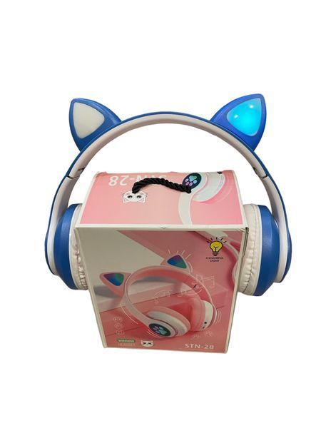 Беспроводные Наушники с кошачьими Ушками с подсветкой с MicroSD с FM-Радио Cat Ear STN-28  100-S28 фото