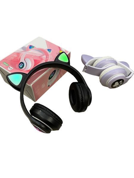 Беспроводные Наушники с кошачьими Ушками с подсветкой с MicroSD с FM-Радио Cat Ear STN-28  100-S28 фото