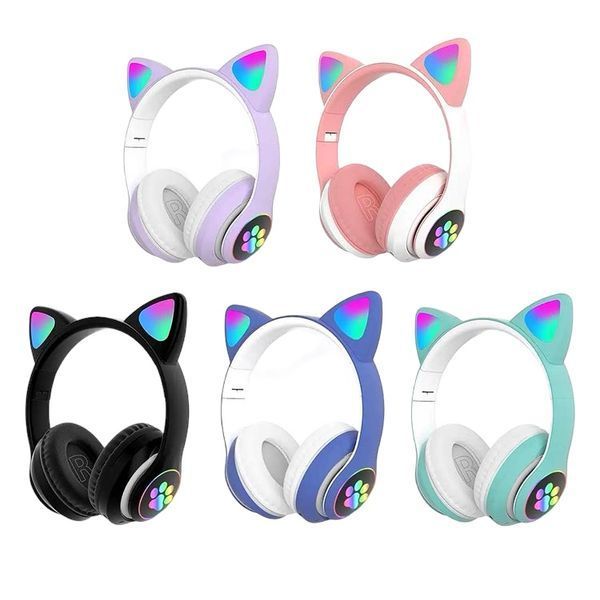 Беспроводные Наушники с кошачьими Ушками с подсветкой с MicroSD с FM-Радио Cat Ear STN-28  100-S28 фото