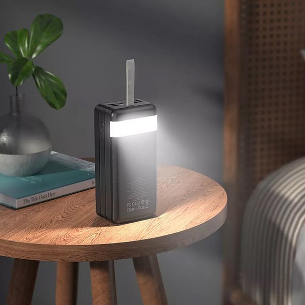 Мощный Повербанк HOCO J86B 60000mAh, Power Bank для телефона с мощным LED фонариком и быстрой зарядкой 100-J86B фото