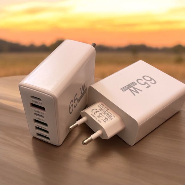 Сетевое зарядное устройство Блок питания 65W 4 USB + 2 Type-C Быстрая зарядка 1100-1766 фото
