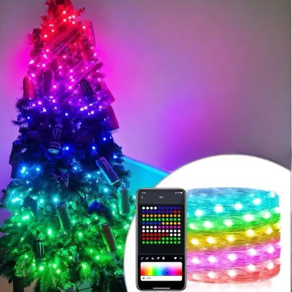 &nbsp;Гірлянда RGB з пультом, управлінням через смартфон, USB живлення - 10 метрів 1100-R10M фото