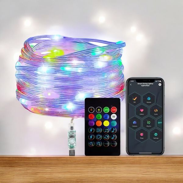 &nbsp;Гірлянда RGB з пультом, управлінням через смартфон, USB живлення - 10 метрів 1100-R10M фото
