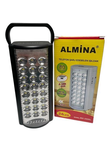 Ліхтар лампа Almina Альміна 2606L з функцією Power bank повербанк переносний акумуляторний світильник 24 LED&nbsp; 100-6606L фото