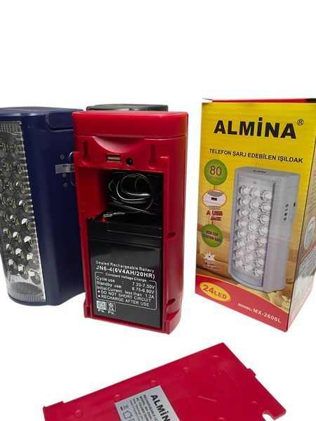 Ліхтар лампа Almina Альміна 2606L з функцією Power bank повербанк переносний акумуляторний світильник 24 LED&nbsp; 100-6606L фото