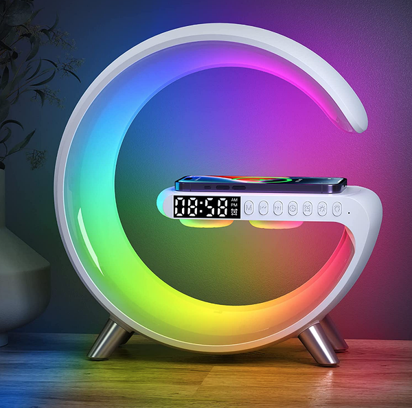 Ночник RGB G-Smart Light с беспроводной зарядкой 15W и Bluetooth колонкой 3W Настольная смарт лампа 100-7979 фото