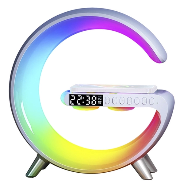 Ночник RGB G-Smart Light с беспроводной зарядкой 15W и Bluetooth колонкой 3W Настольная смарт лампа 100-7979 фото