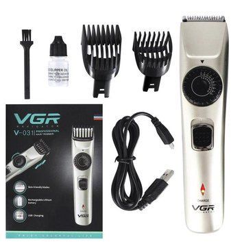 Машинка для стрижки VGR V-031 беспроводная с регулировкой длины Триммер для волос на USB бритва 100-031 фото