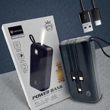 Power bank LENYES Повербанк Мощность 30000mAh 4USB/Type-C/Micro Быстрая зарядка Кабели зарядки 11211-368 фото