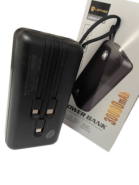 Power bank LENYES Повербанк Мощность 30000mAh 4USB/Type-C/Micro Быстрая зарядка Кабели зарядки 11211-368 фото