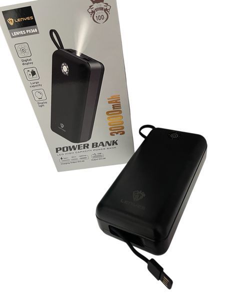 Power bank LENYES Повербанк Мощность 30000mAh 4USB/Type-C/Micro Быстрая зарядка Кабели зарядки 11211-368 фото