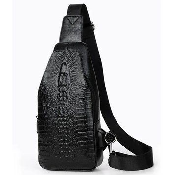 Мужская сумка с USB на грудь Крокодил 0029-299 фото