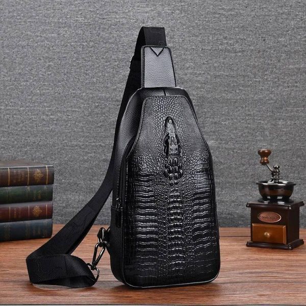 Чоловіча сумка з USB на груди Крокодил 0029-299 фото