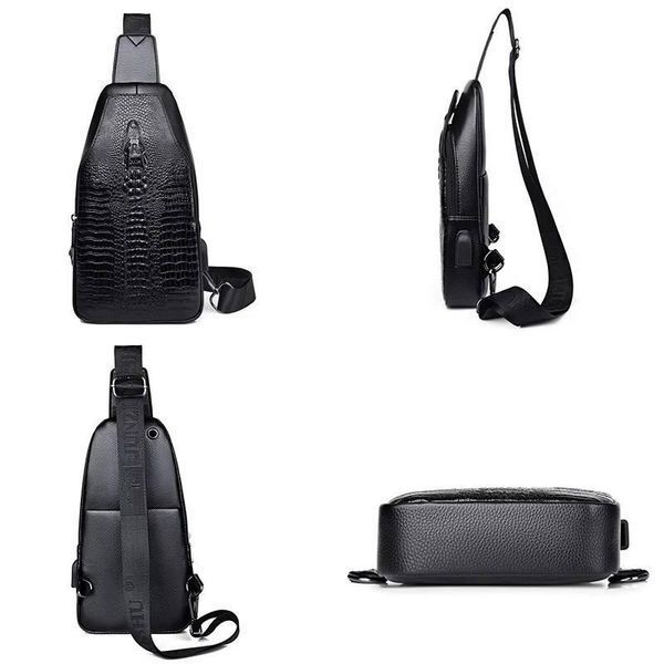 Чоловіча сумка з USB на груди Крокодил 0029-299 фото