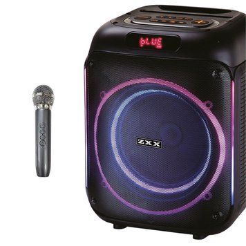 Портативная караоке колонка ZXX-5502, динамик 8", USB, TF, AUX и FM-радио, Bluetooth, LED-подсветка, Мощность 80 Вт&nbsp; 11155-5502 фото
