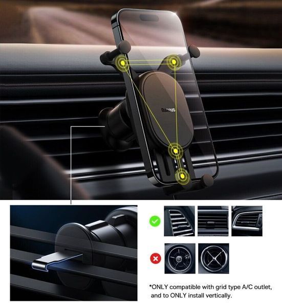Держатель Baseus Stable Gravitational Wireless Charging Car Mount Pro (Air Outlet Version) |15W| 100-PRO15W фото