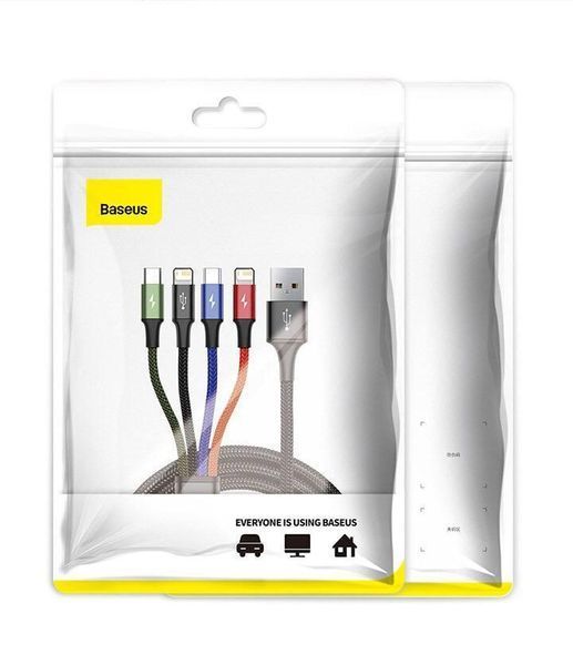 Кабель 4 в 1 -1.2 м зі швидким заряджанням Lightning (iPhone), USB Type C, Micro USB 33-120-4в1 фото