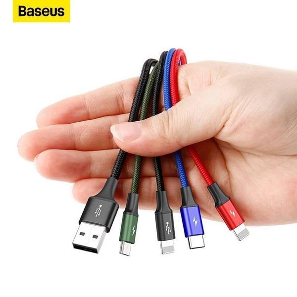 Кабель 4 в 1 -1.2 м зі швидким заряджанням Lightning (iPhone), USB Type C, Micro USB 33-120-4в1 фото