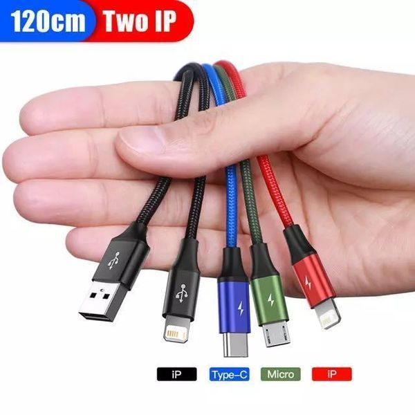 Кабель 4 в 1 -1.2 м зі швидким заряджанням Lightning (iPhone), USB Type C, Micro USB 33-120-4в1 фото