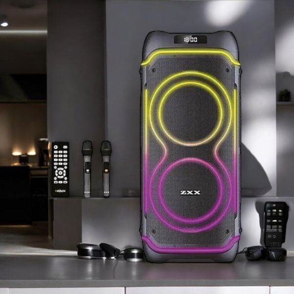 Портативная акустическая система 1000w с пультом и 2 микрофонами ZXX-5515 8" Bluetooth колонка&nbsp; 1100-5515 фото
