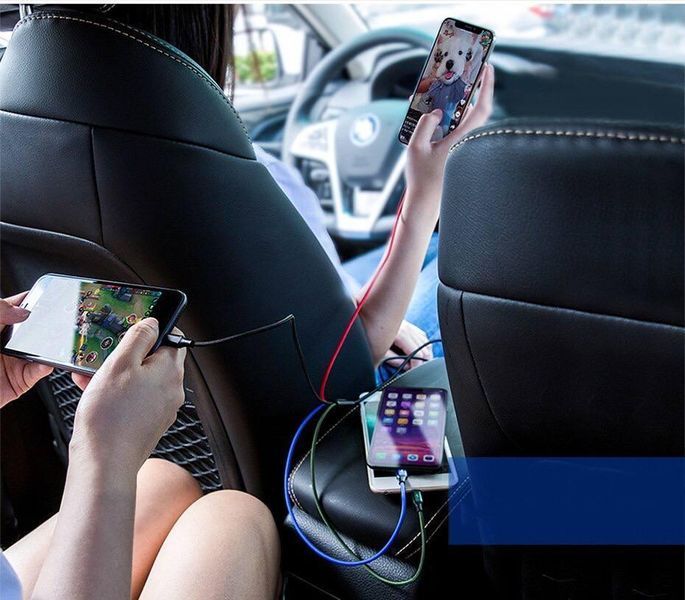 Кабель 4 в 1 -1.2 м зі швидким заряджанням Lightning (iPhone), USB Type C, Micro USB 33-120-4в1 фото