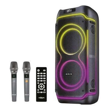 Акустична переносна караоке колонка ZXX-5540 200 Вт 2x10 дюймів з Bluetooth FM USB TF LED 2 мікрофонами та пультом ДК&nbsp; 11140-5540 фото