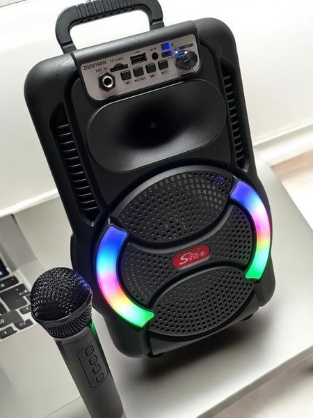 Безпровідна караоке колонка з мікрофоном, пультом та RGB-підсвічуванням Sing-e ZQS8166 110-8166 фото