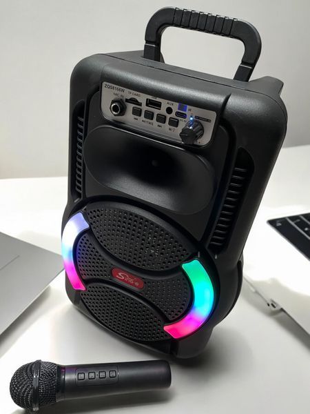 Безпровідна караоке колонка з мікрофоном, пультом та RGB-підсвічуванням Sing-e ZQS8166 110-8166 фото