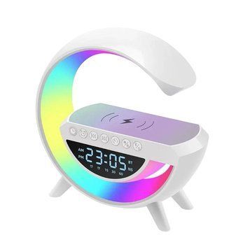 Настольная смарт лампа ночник G-Smart RGB 15W Light Sound Machine с беспроводной зарядкой и Bluetooth-колонкой 100-3401 фото