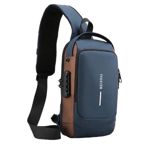 Чоловіча міська сумка рюкзак через плече Fashion з USB та кодовим замком 1000-2259 фото