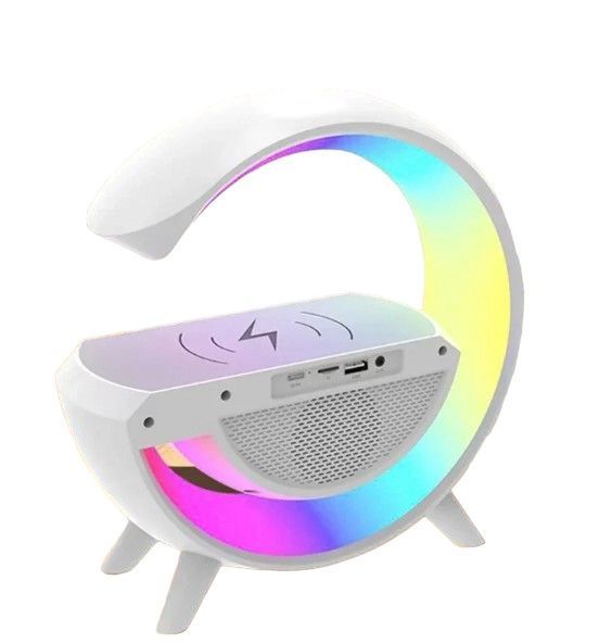 Настольная смарт лампа ночник G-Smart RGB 15W Light Sound Machine с беспроводной зарядкой и Bluetooth-колонкой 100-3401 фото