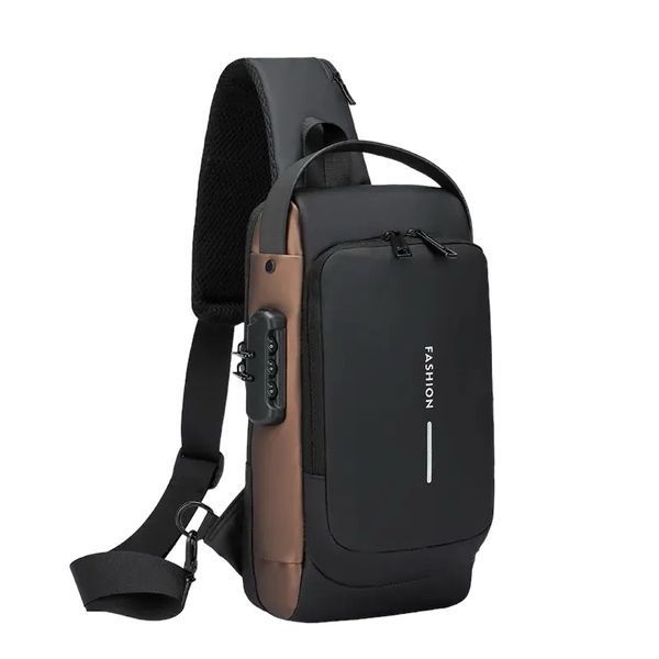 Чоловіча міська сумка рюкзак через плече Fashion з USB та кодовим замком 1000-2259 фото