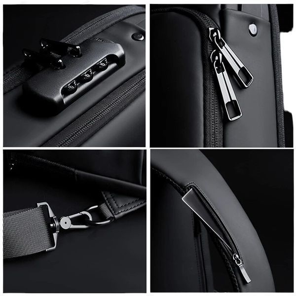 Чоловіча міська сумка рюкзак через плече Fashion з USB та кодовим замком 1000-2259 фото