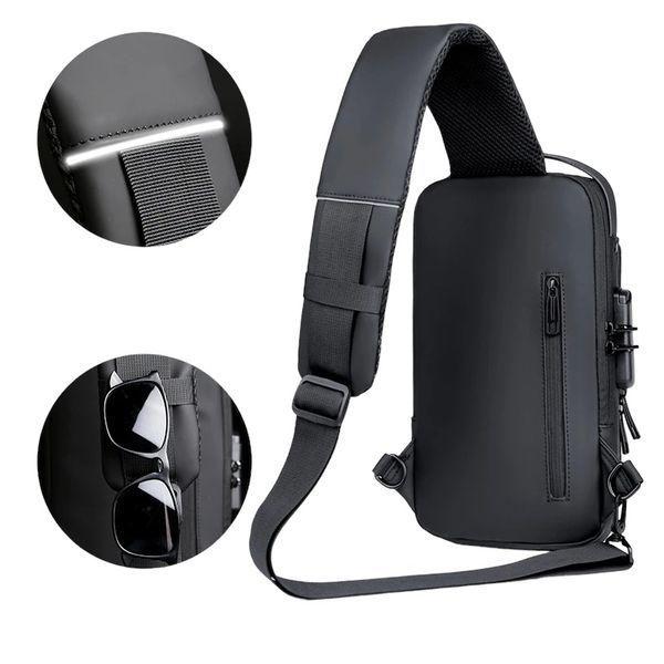 Чоловіча міська сумка рюкзак через плече Fashion з USB та кодовим замком 1000-2259 фото