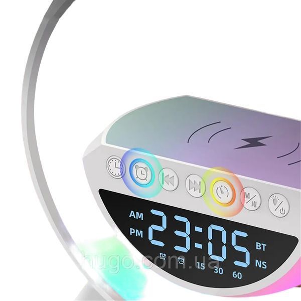 Настольная смарт лампа ночник G-Smart RGB 15W Light Sound Machine с беспроводной зарядкой и Bluetooth-колонкой 100-3401 фото