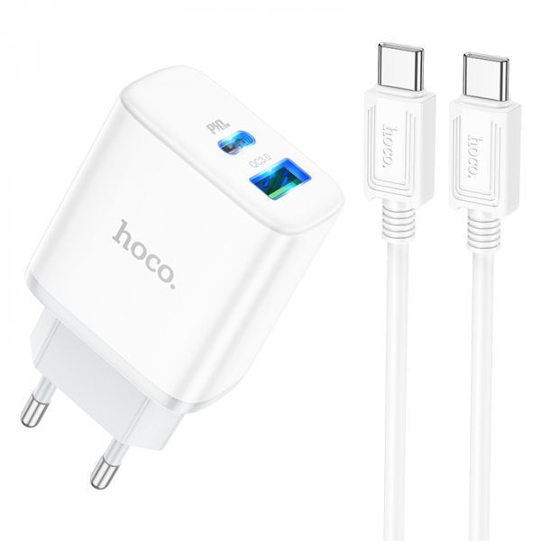 Зарядний пристрій зі швидким заряджанням PD20W/QC3.0 + кабель Type-C HOCO C105A  USB/Type-C 100-TC115A фото