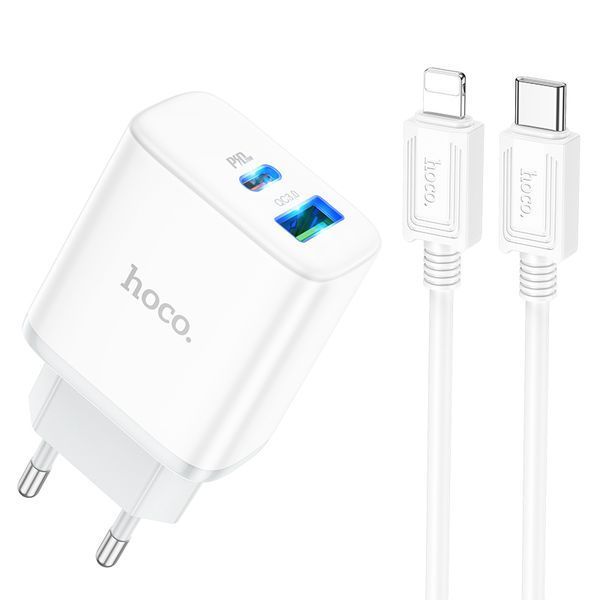 Мережевий зарядний пристрій Hoco C105A 20W Type-C to Lightning 100-C105A фото