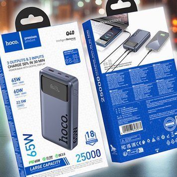 Павербанк Power Bank Hoco Q40 25000mAh 22.5W+PD65W 1USB/2Type-C 1140-40 фото