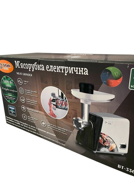 Електрична м'ясорубка VITEK BT-3367, 3200 Вт, з насадками 1911-3367 фото