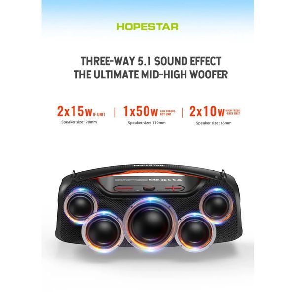 Bluetooth колонка HOPESTAR A60 100W з мікрофоном 116-60 фото