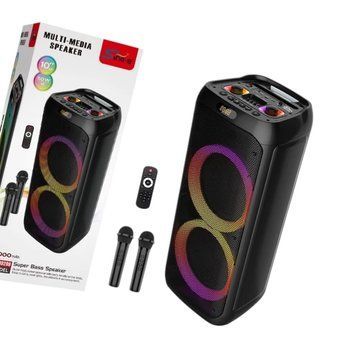 Акустична система караоке колонка 2х10" з RGB підсвічуванням, двома мікрофонами та пультом ДУ ZQS10209 11119-10209 фото