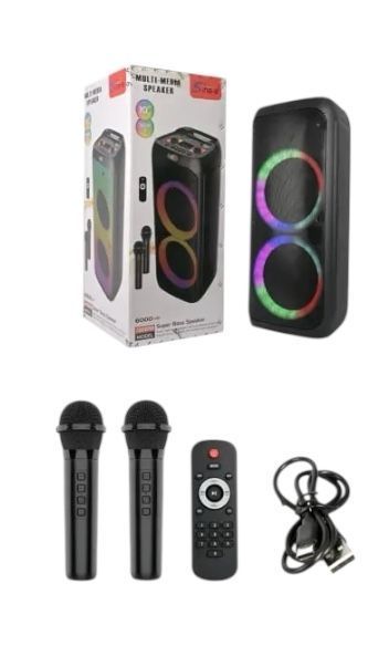 Акустична система караоке колонка 2х10" з RGB підсвічуванням, двома мікрофонами та пультом ДУ ZQS10209 11119-10209 фото