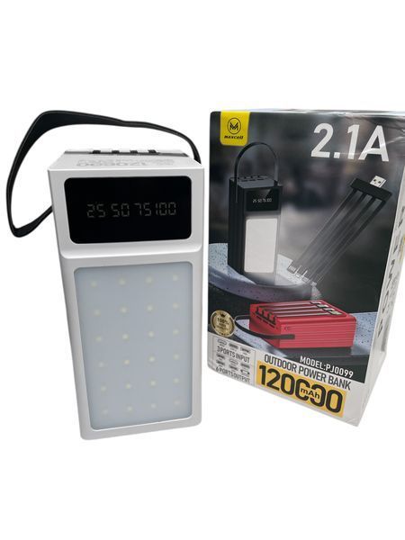 Повербанк на 120000mAh (3 х USB) + 4 кабелі та ліхтарик, MAXCELL PJ0099, Чорний / Павербанк для телефону / PowerBank&nbsp; 110-0120 фото