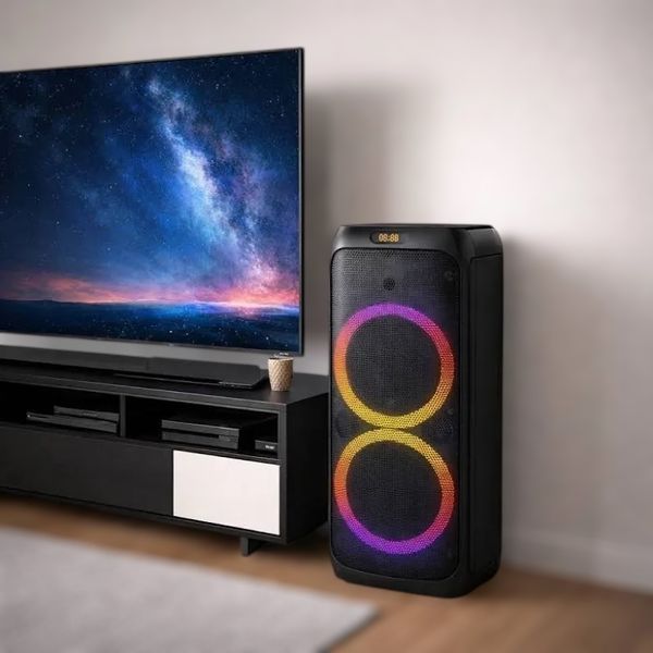Акустична система караоке колонка 2х10" з RGB підсвічуванням, двома мікрофонами та пультом ДУ ZQS10209 11119-10209 фото