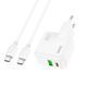 Адаптер мережевий HOCO 30w Type-C to Type-C Cable Lucky dual-port charger set C111A |1USB/1Type-C, 30W/3A, PD/QC| 11123-111 фото 1