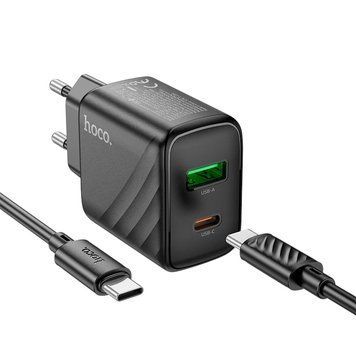 Адаптер сетевой 30w HOCO Type-C to Type-C cable Sunlight dual-port charger CS23A |1USB/1Type-C, 30W/3A, PD/QC| 11123-23 фото