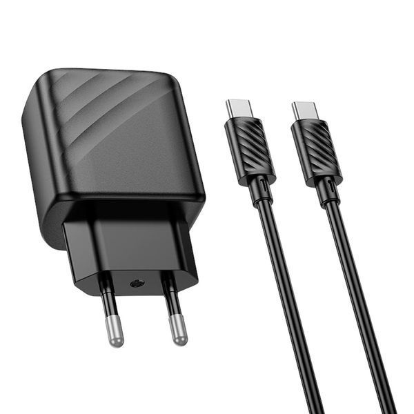 Адаптер мережевий 30w HOCO Type-C to Type-C cable Sunlight dual-port charger CS23A |1USB/1Type-C, 30W/3A, PD/QC| 11123-23 фото